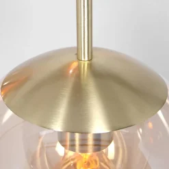 Glass-hengelampe Glasbol, messing, 5 lyskilder