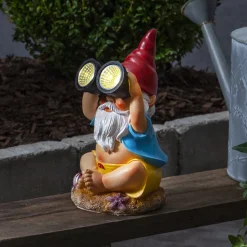 Gnomy LED-solcellelampe, fargerik, plast, 22 cm, kikkert