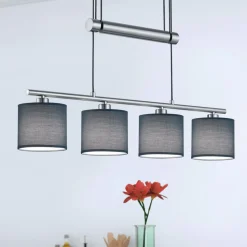 Grå stoffskjermer - Garda 4 lyskilder hengelampe