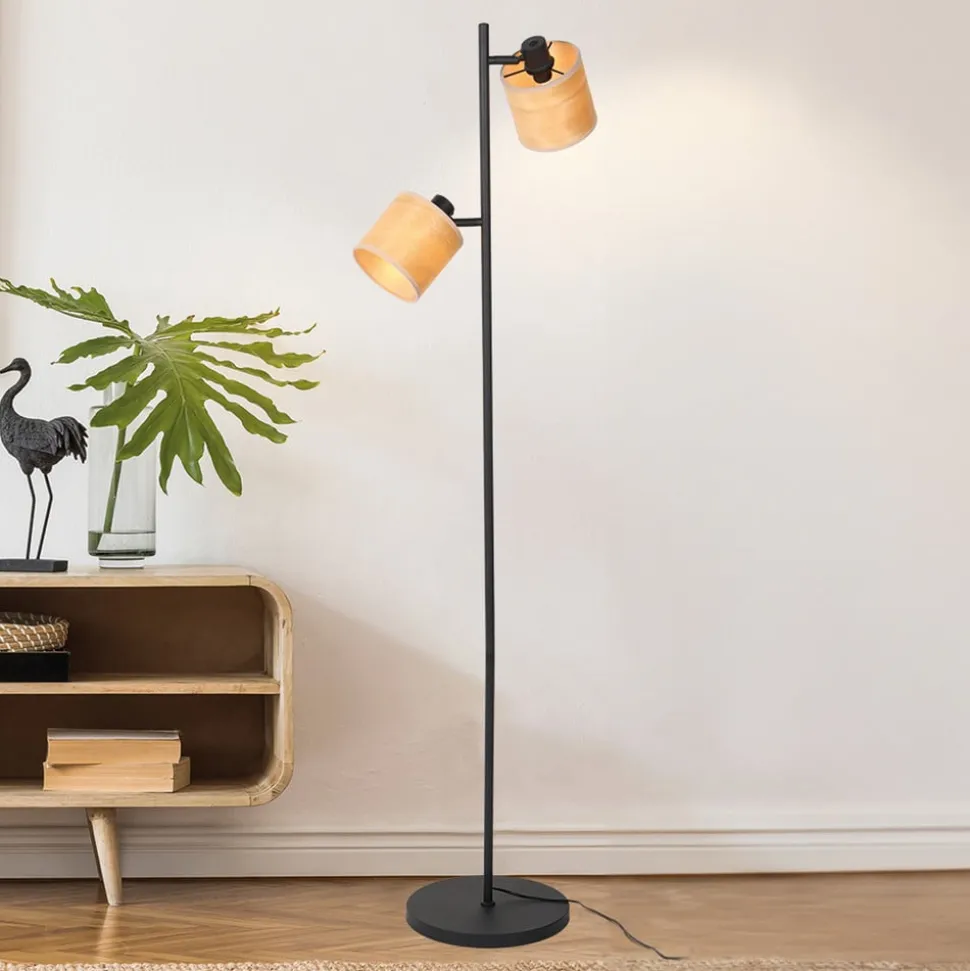 Gulvlampe bambus, 2-lys