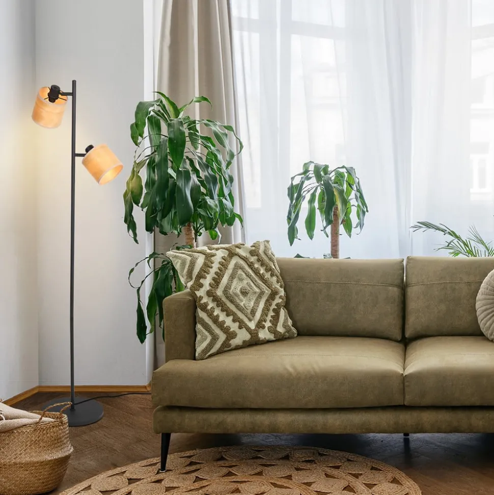 Gulvlampe bambus, 2-lys