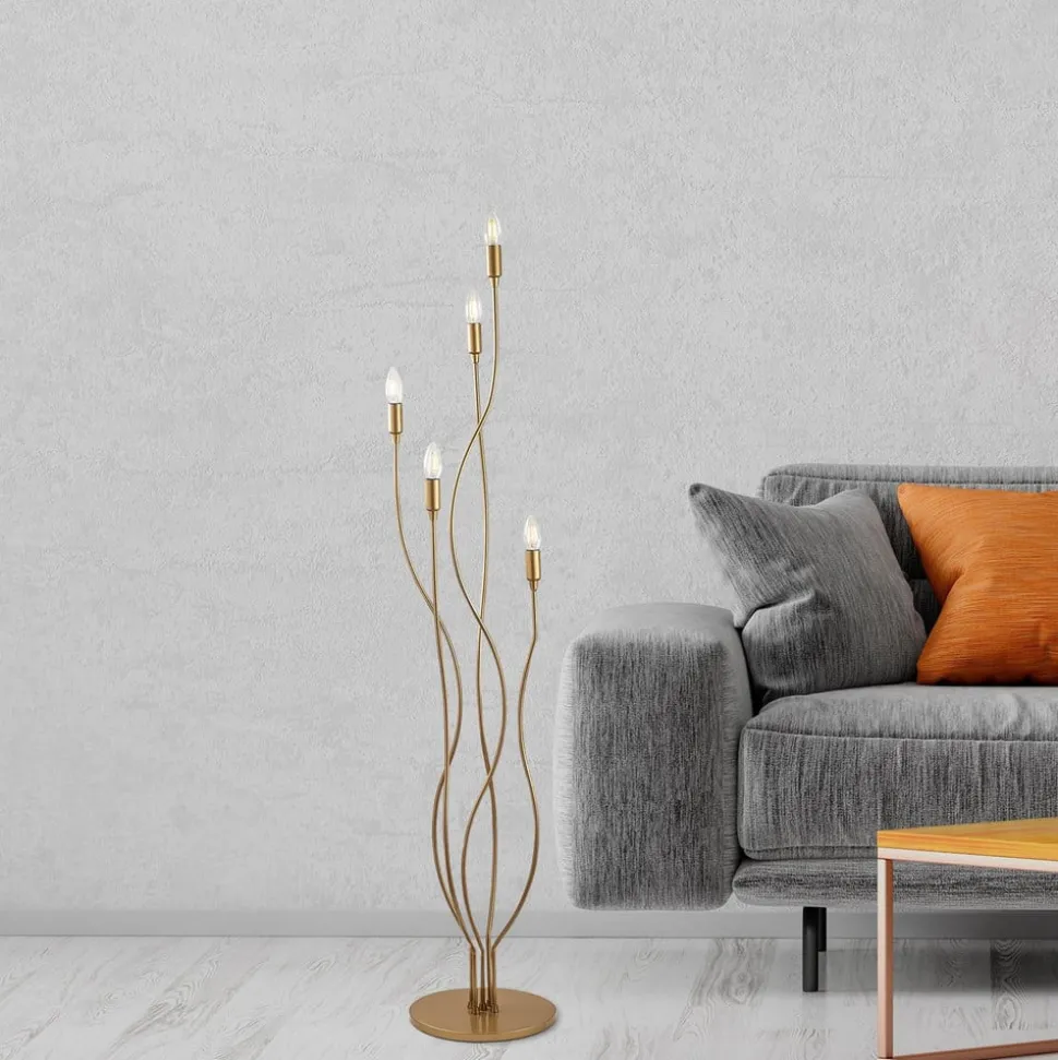 Gulvlampe Bonibon 13237 gullfarget metall Høyde 160 cm 5 lyskilder
