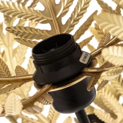 Gulvlampe Dubai, palmedekor, 3 lyskilder, gull