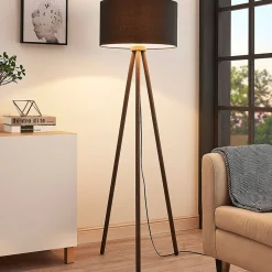 Gulvlampe i tekstil Majken – mørkegrå/svart