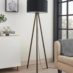 Gulvlampe i tekstil Majken – mørkegrå/svart