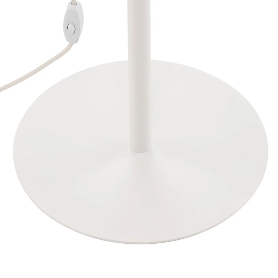 Gulvlampe Linobianco, skjerm i stoff og jute