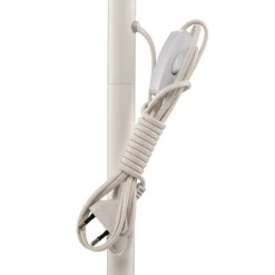 Gulvlampe Linobianco, skjerm i stoff og jute