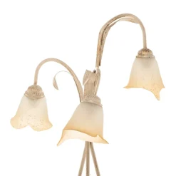Gulvlampe Lucrezia i elfenben med blomsterskjerm