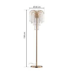 Gulvlampe Pioggia med krystallregn, gull