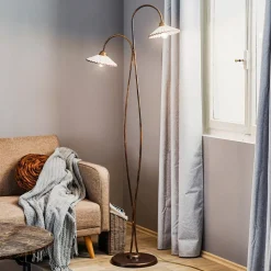 Gulvlampe Rosina med to keramiske skjermer