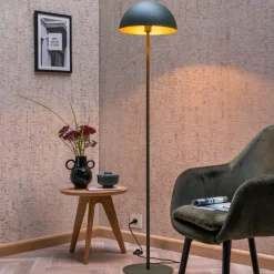 Gulvlampe Siemon av stål, Ø 35 cm, grønn