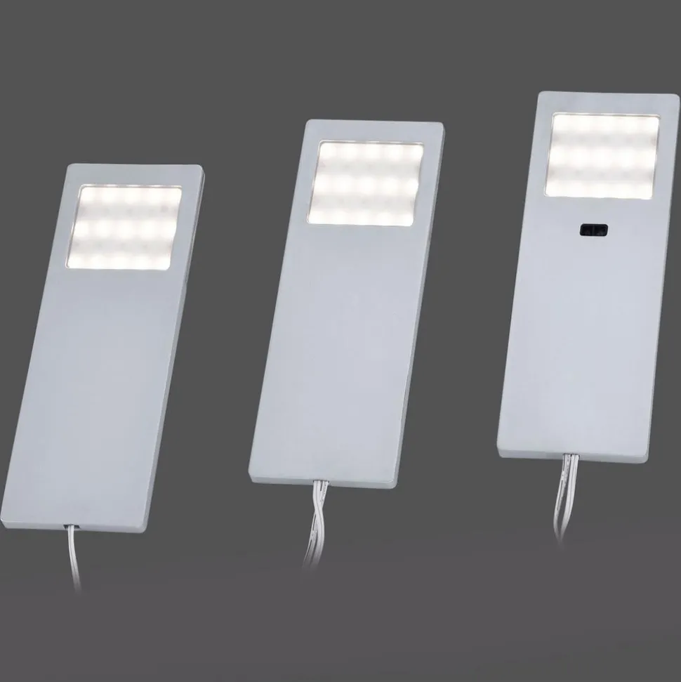 Helena LED-møbelbelysning, 19 x 7 cm, sett med 3, sensor, metall