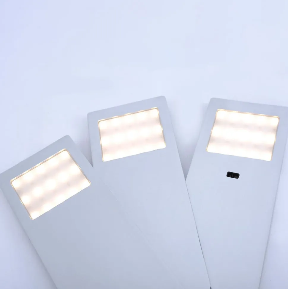 Helena LED-møbelbelysning, 19 x 7 cm, sett med 3, sensor, metall