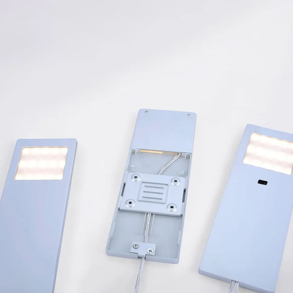 Helena LED-møbelbelysning, 19 x 7 cm, sett med 3, sensor, metall