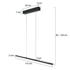 Hengelampe Bande, opp/ned, svart, 120 cm, CCT, dimmer