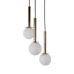 Hengelampe Daisy, 3 lyskilder, gull/hvit/svart, glass