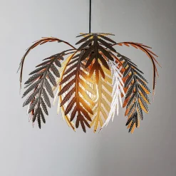 Hengelampe Dubai, palmedekor, Ø 46 cm, bronse