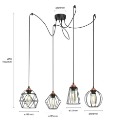 Hengelampe Galaxy med fire bur-skjermer