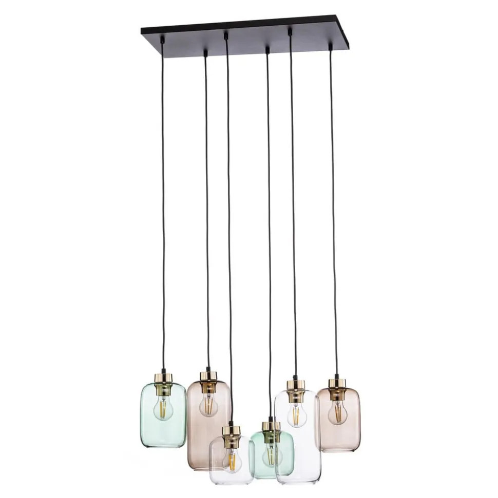 Hengelampe Marco Green, 6 lyskilder klar/grønn/brun