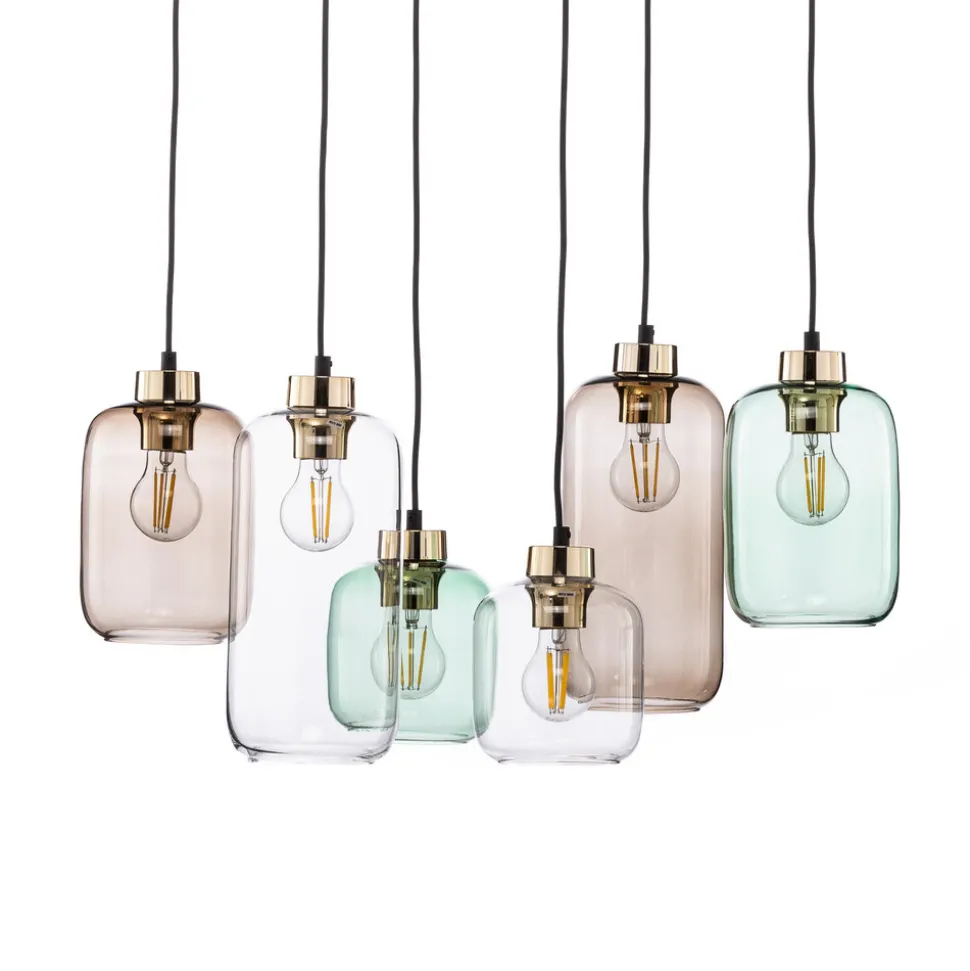 Hengelampe Marco Green, 6 lyskilder klar/grønn/brun