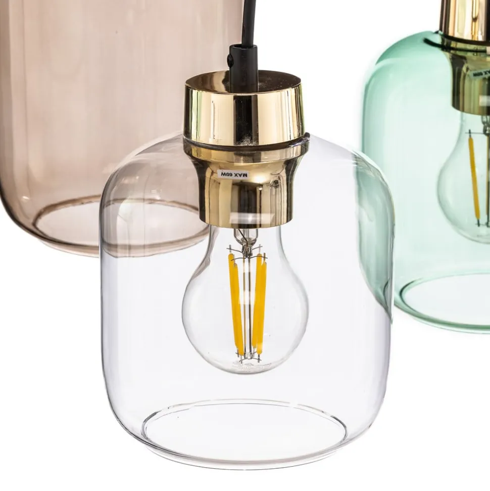 Hengelampe Marco Green, 6 lyskilder klar/grønn/brun