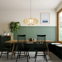 Hengelampe Modern A L med trelameller, Ø 60 cm