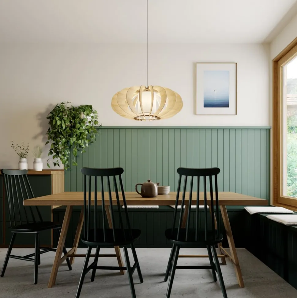 Hengelampe Modern A L med trelameller, Ø 60 cm