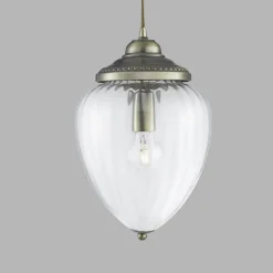 Hengelampe Pineapple, messing antikk