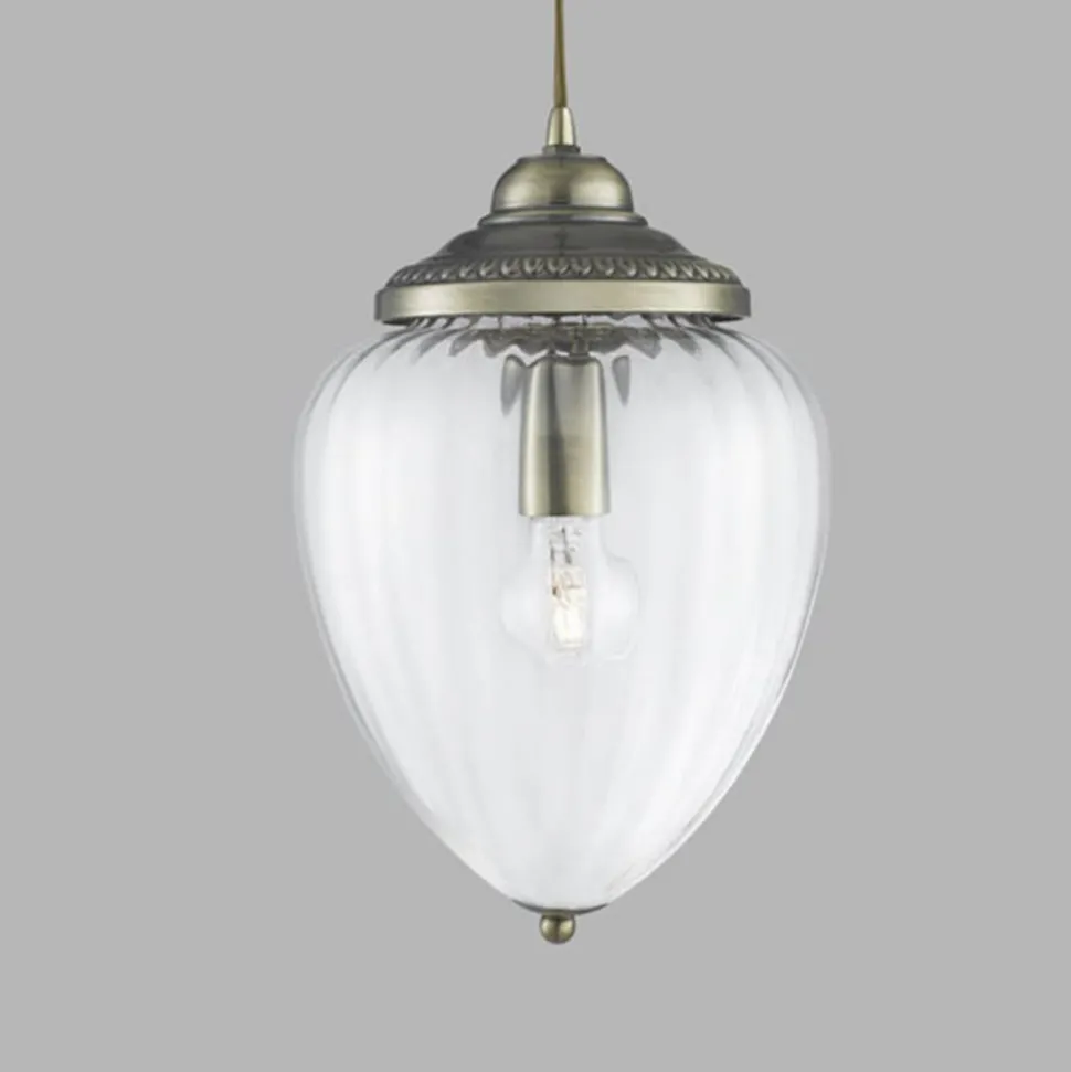 Hengelampe Pineapple, messing antikk