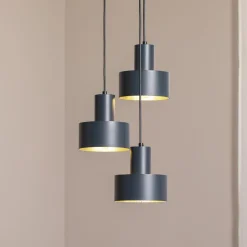 Hengelampe Rif 3, antrasitt, rund, 3 lyskilder, Ø 33 cm