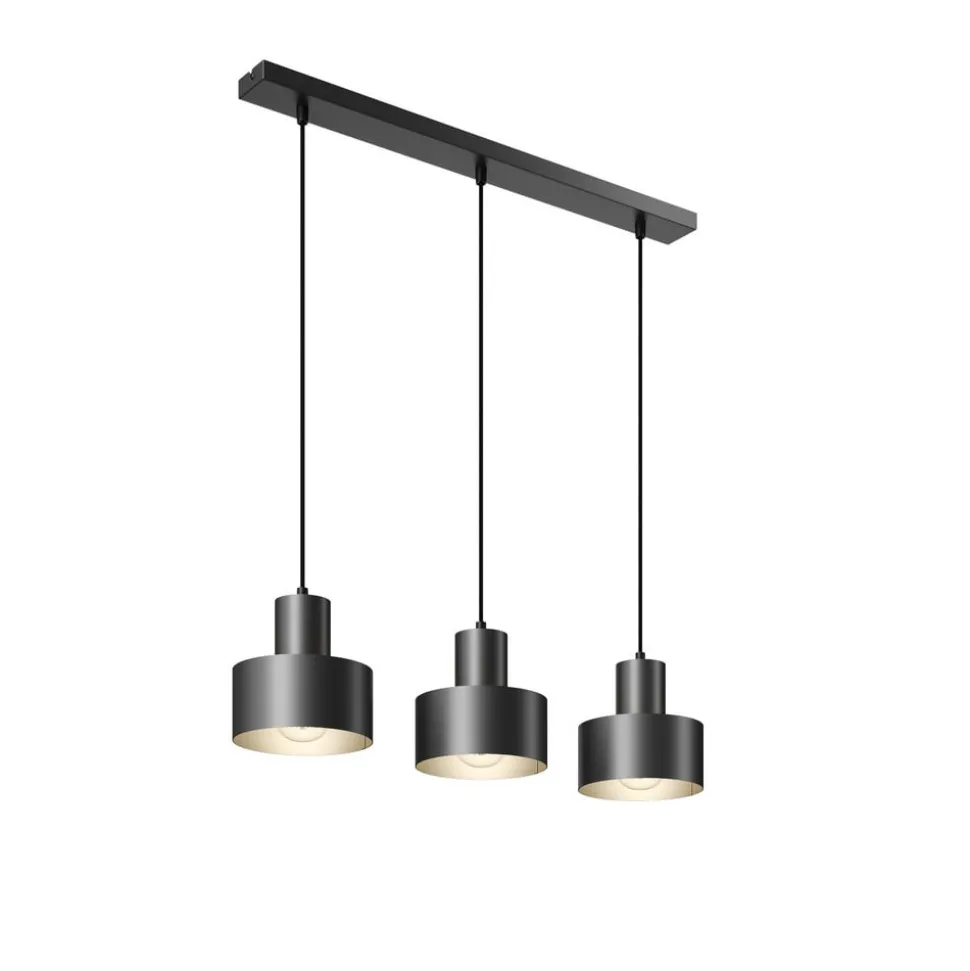 Hengelampe Rif, lineær med 3 lyskilder, svart