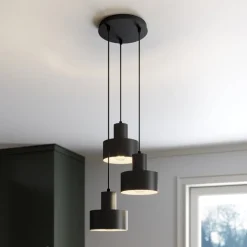 Hengelampe Rif, rund med 3 lyskilder, svart