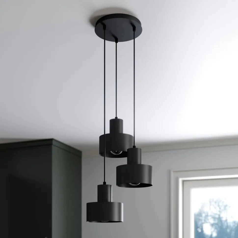 Hengelampe Rif, rund med 3 lyskilder, svart