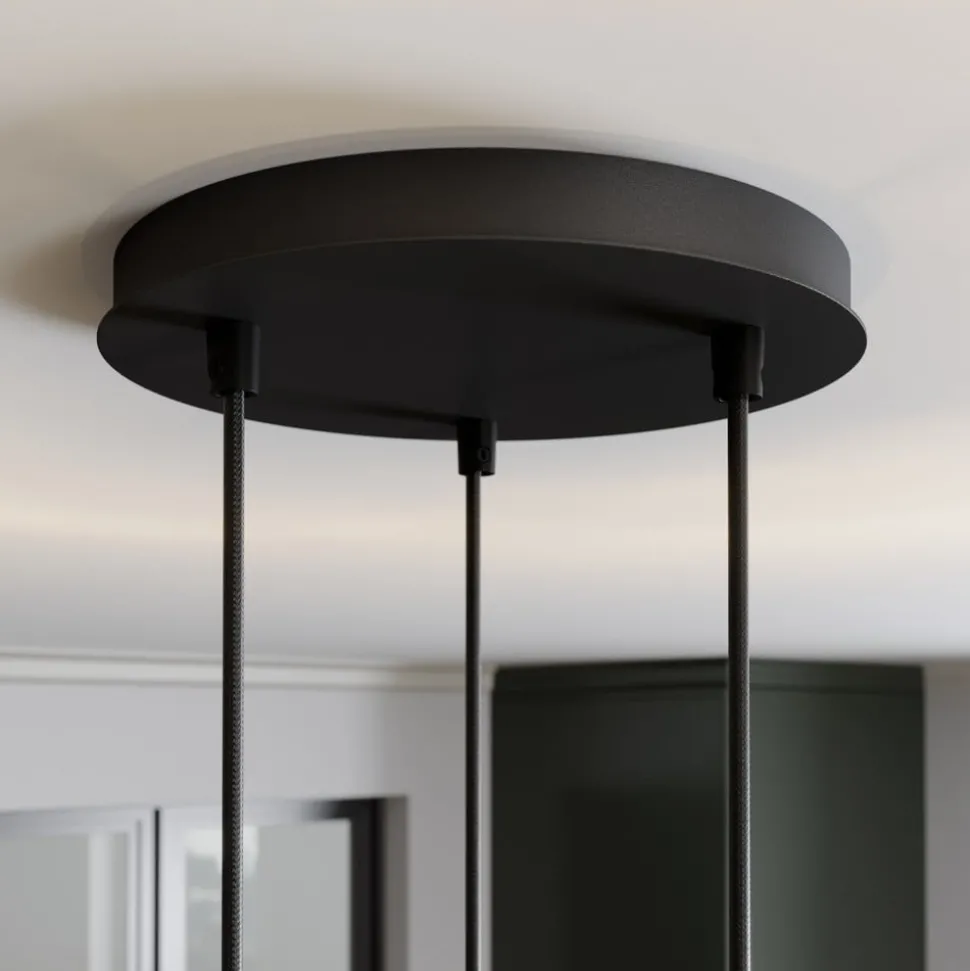 Hengelampe Rif, rund med 3 lyskilder, svart