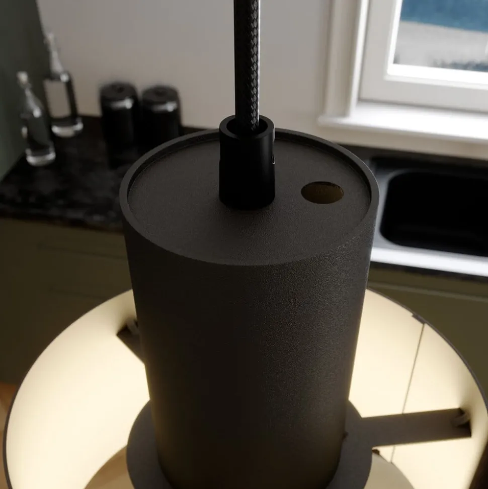 Hengelampe Rif, rund med 3 lyskilder, svart