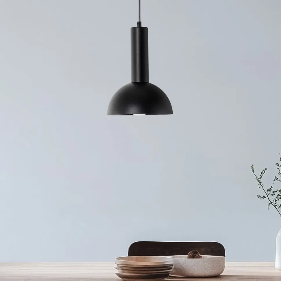 Hengelampe Vitrum cupola S, svart, halvrund, Ø 19 cm