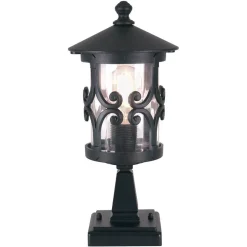 Hereford sokkellampe, svart, aluminium, glass, høyde 34 cm