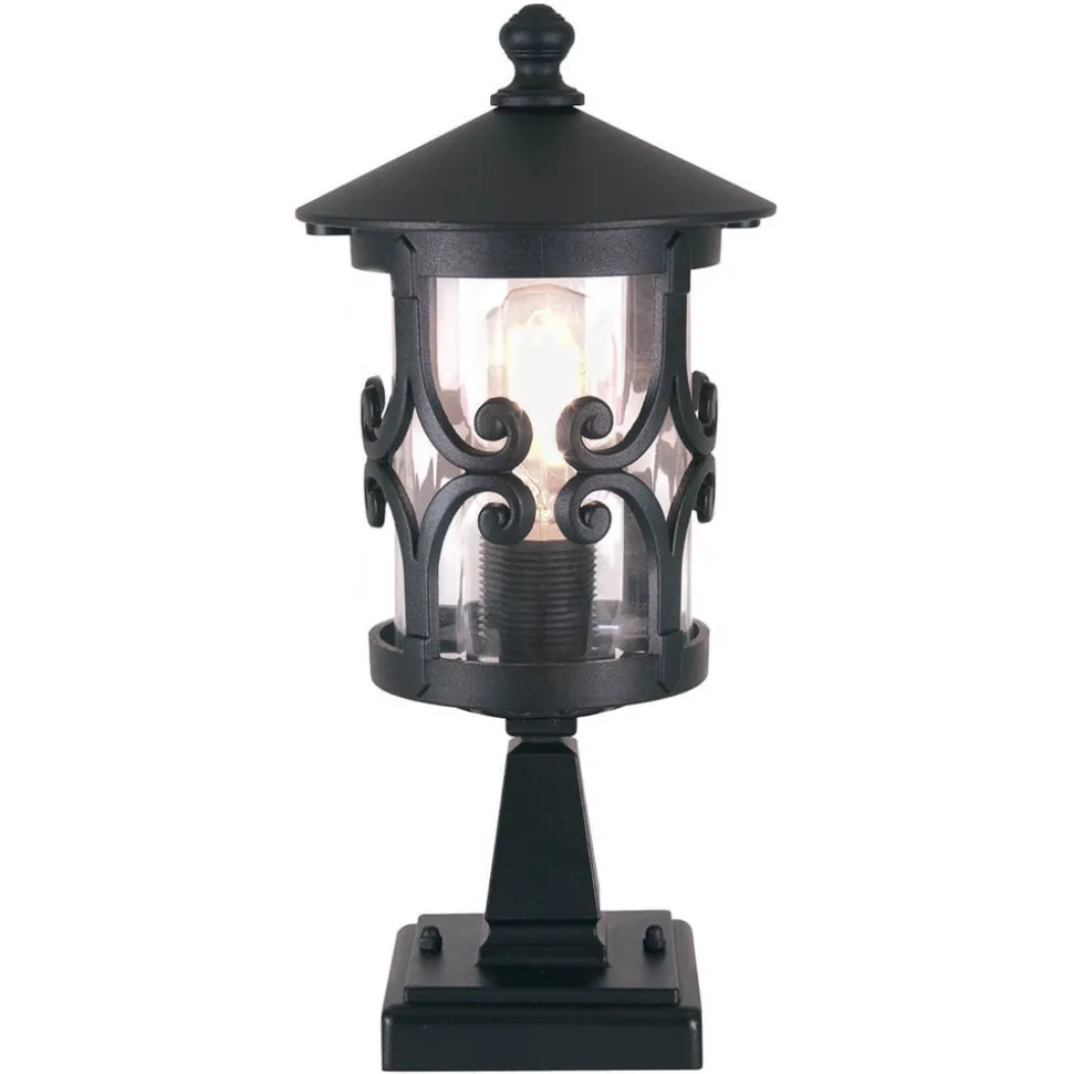 Hereford sokkellampe, svart, aluminium, glass, høyde 34 cm