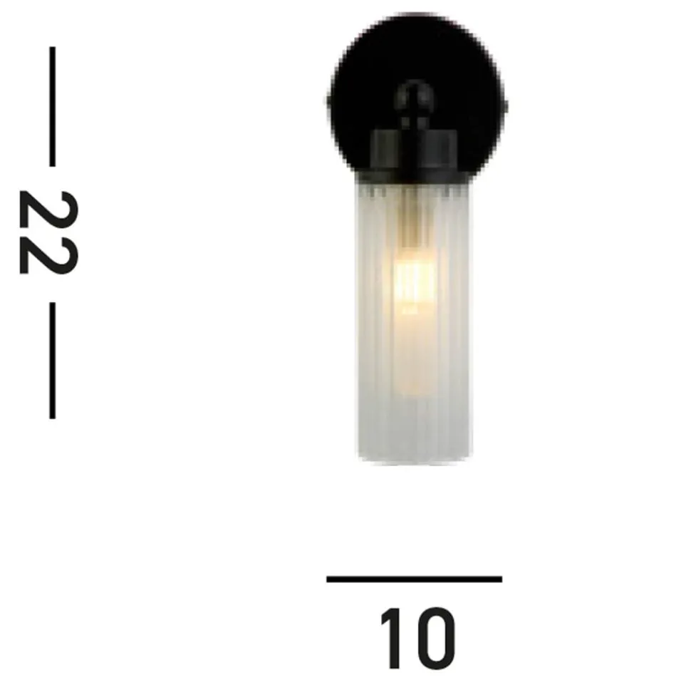 Imperial vegglampe, svart, 1 lyskilde, stål, glass, IP44