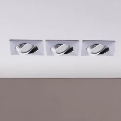 Innbyggingslamper i krom med LED, kantet sett med 3 stk