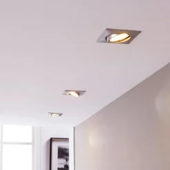Innbyggingslamper i krom med LED, kantet sett med 3 stk
