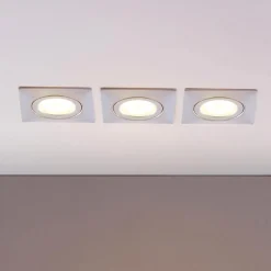Innbyggingslamper i krom med LED, kantet sett med 3 stk