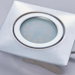 Innbyggingslamper i krom med LED, kantet sett med 3 stk