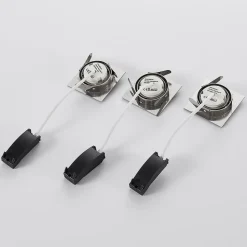 Innbyggingslamper i krom med LED, kantet sett med 3 stk