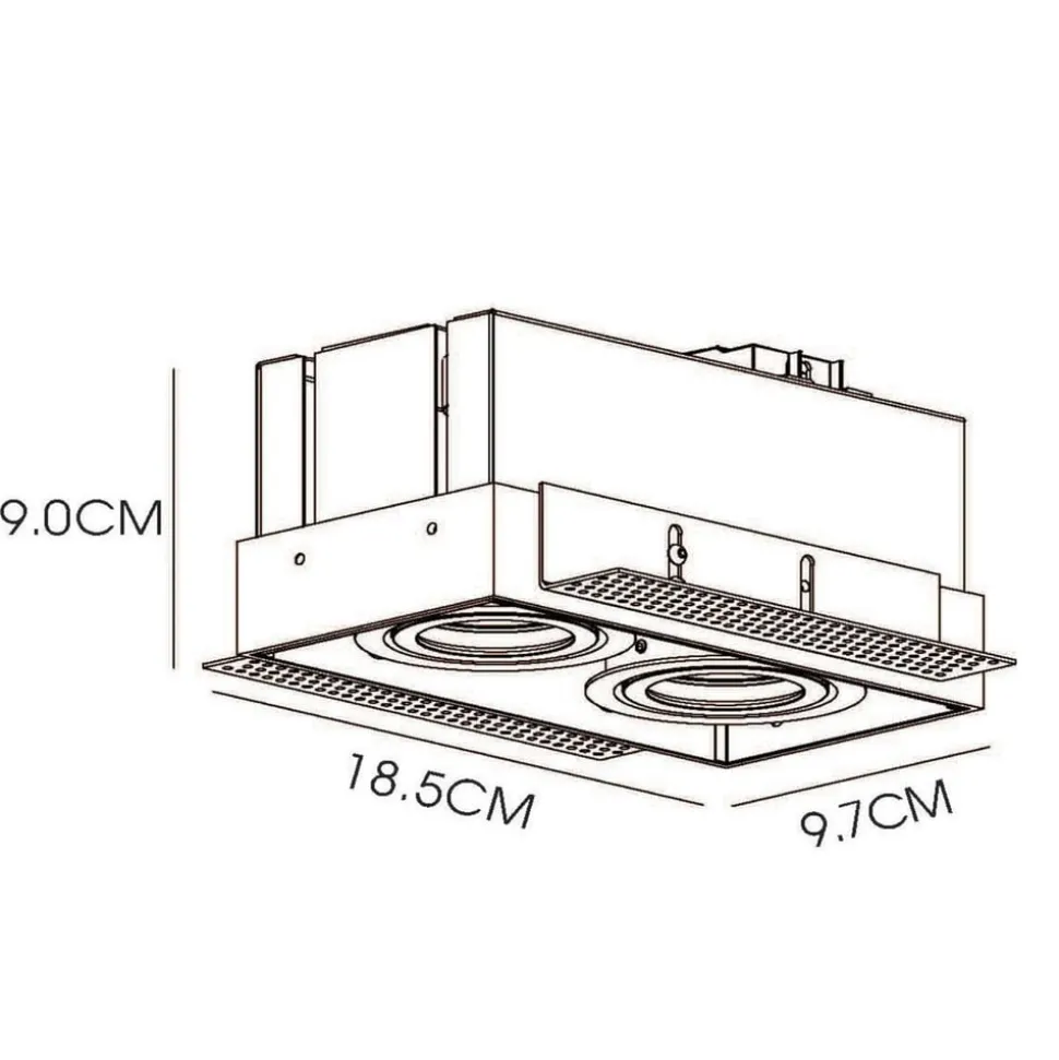 Innfellingsspot Trimless, 2 lyskilder, hvit