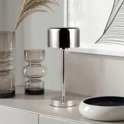 Jeff LED-bordlampe, kromfarget, høyde 30 cm, metall