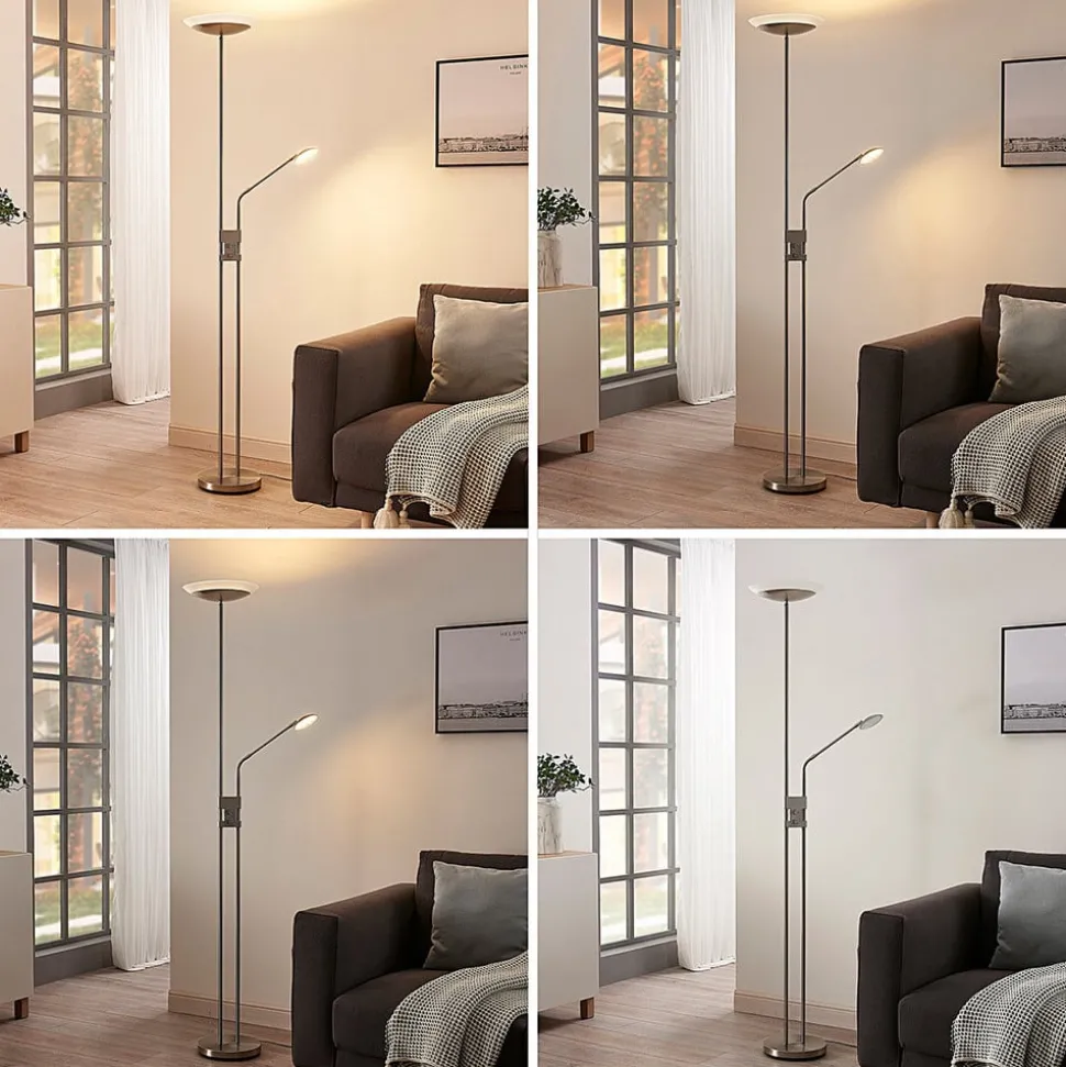 Jonne LED-uplight med lesearm, dimbar, rund