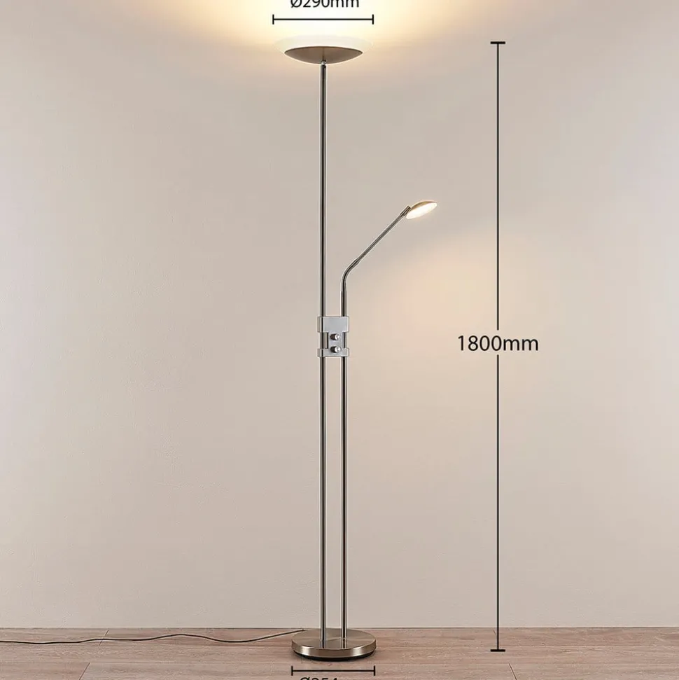 Jonne LED-uplight med lesearm, dimbar, rund