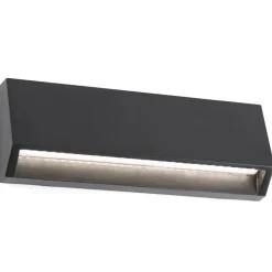 Kantet utendørs LED-vegglampe Must, bredde 21,7 cm