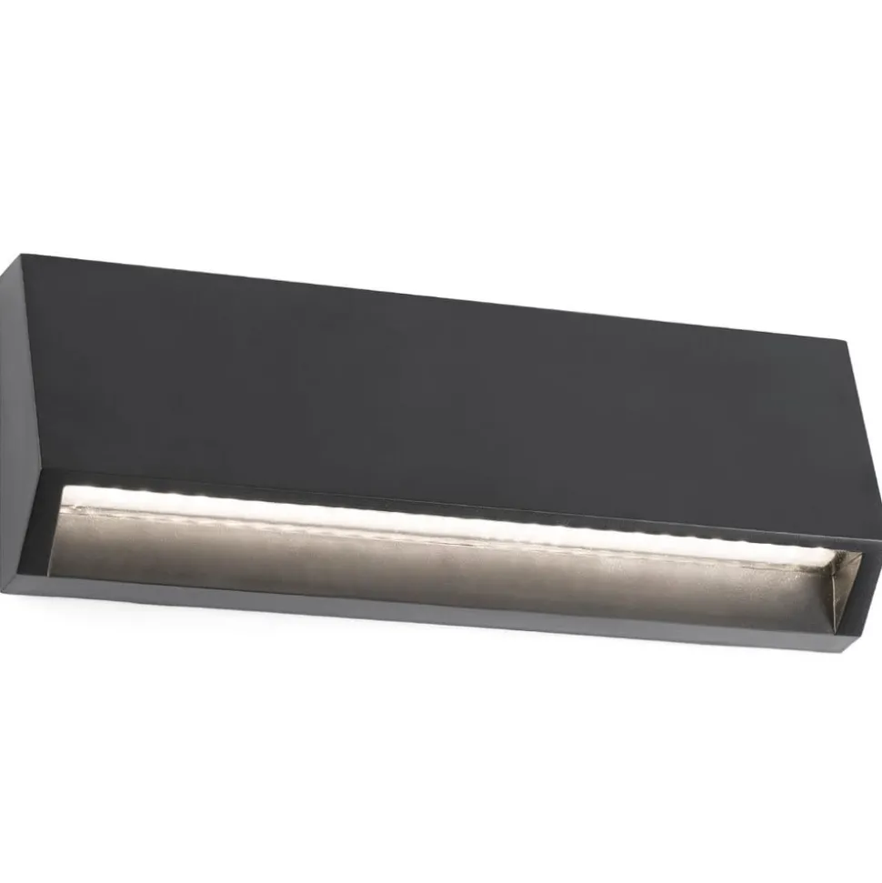 Kantet utendørs LED-vegglampe Must, bredde 21,7 cm